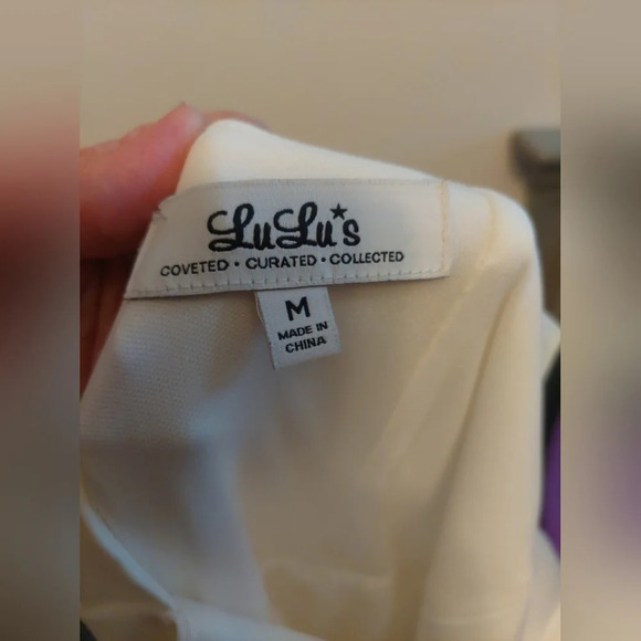 LuLu's Ivory white ponte knit Stretch Fit & Flare high low dress. M - Picture 6 of 9